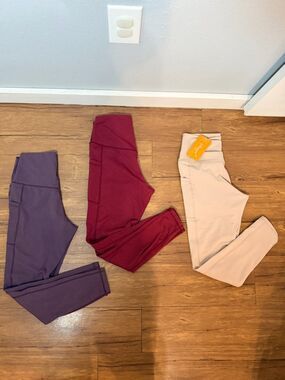 Sunzel High Rise Leggings Bundle Lot Medium Purple Red Tan Black Cheetah